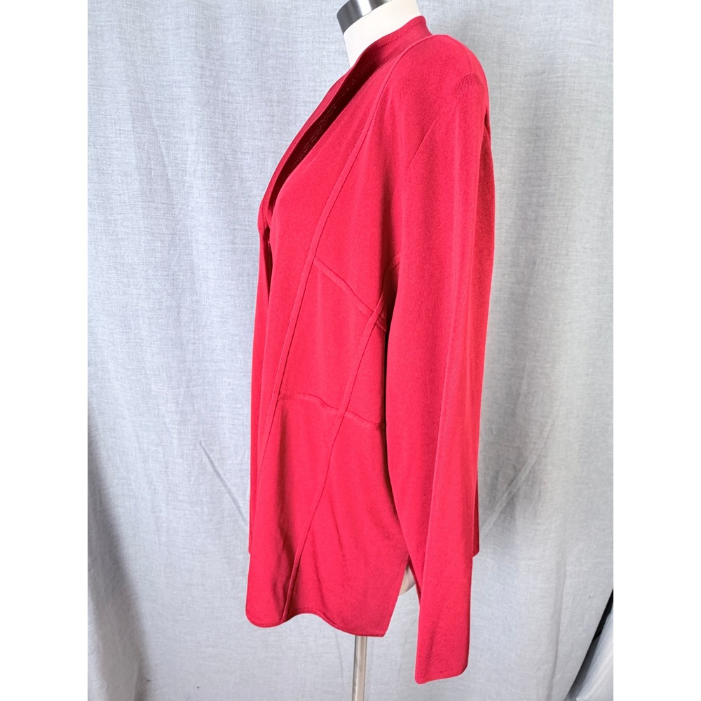 Vintage Misook Red Knit Cardigan Jacket Longline Gold‎ Buttons 3X - Picture 7 of 12